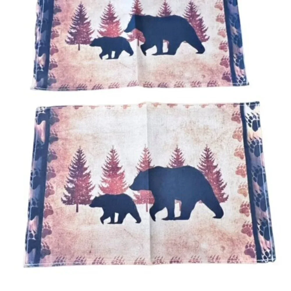 Wilderness Cabin Table Placemats Set Of 4 Brown‎ Black Forest Bears NEW